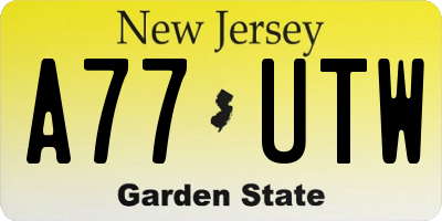 NJ license plate A77UTW