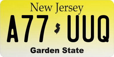 NJ license plate A77UUQ