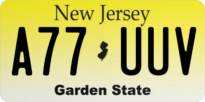 NJ license plate A77UUV