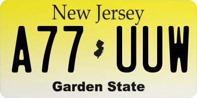 NJ license plate A77UUW