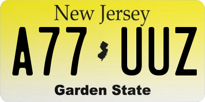 NJ license plate A77UUZ