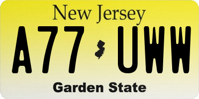 NJ license plate A77UWW