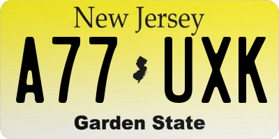 NJ license plate A77UXK