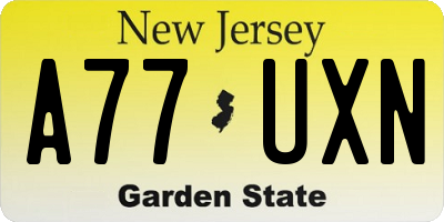 NJ license plate A77UXN