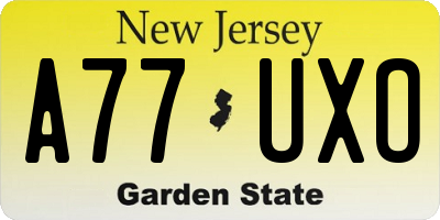 NJ license plate A77UXO