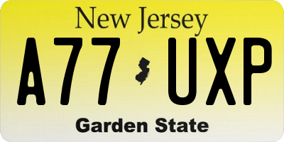 NJ license plate A77UXP