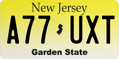 NJ license plate A77UXT