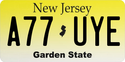 NJ license plate A77UYE