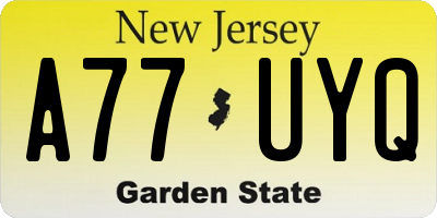NJ license plate A77UYQ