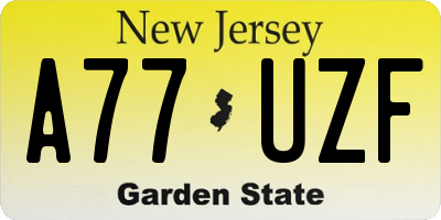 NJ license plate A77UZF