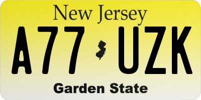 NJ license plate A77UZK