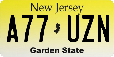 NJ license plate A77UZN