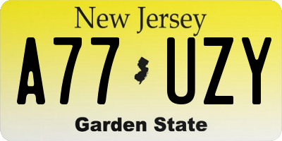 NJ license plate A77UZY