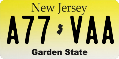 NJ license plate A77VAA