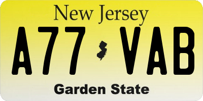 NJ license plate A77VAB