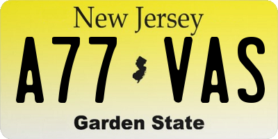 NJ license plate A77VAS