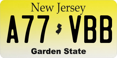 NJ license plate A77VBB