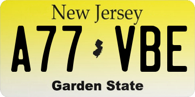 NJ license plate A77VBE