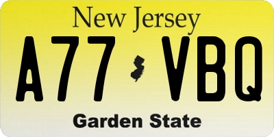NJ license plate A77VBQ