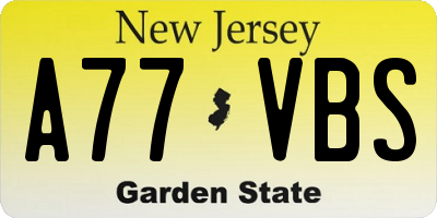 NJ license plate A77VBS