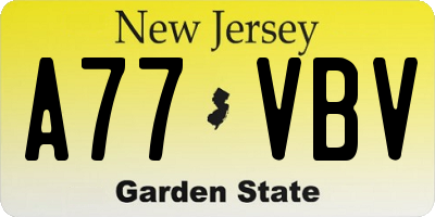 NJ license plate A77VBV