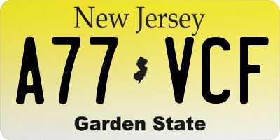 NJ license plate A77VCF