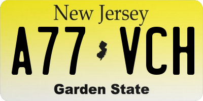 NJ license plate A77VCH