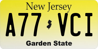 NJ license plate A77VCI