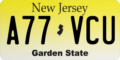 NJ license plate A77VCU