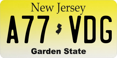 NJ license plate A77VDG