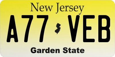 NJ license plate A77VEB