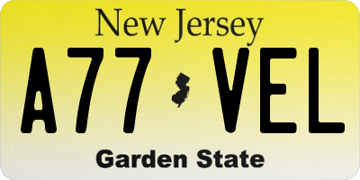 NJ license plate A77VEL