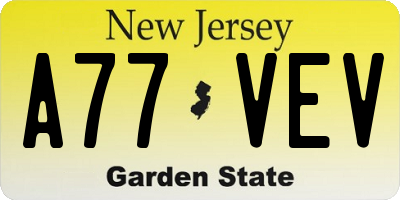 NJ license plate A77VEV
