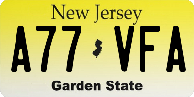 NJ license plate A77VFA