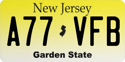 NJ license plate A77VFB