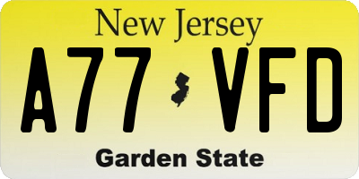 NJ license plate A77VFD