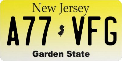 NJ license plate A77VFG