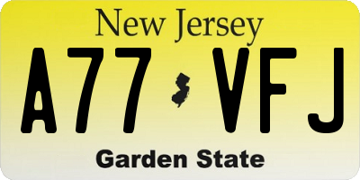 NJ license plate A77VFJ