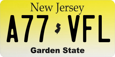 NJ license plate A77VFL