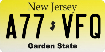 NJ license plate A77VFQ