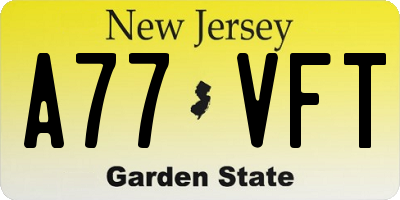 NJ license plate A77VFT