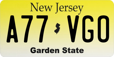 NJ license plate A77VGO