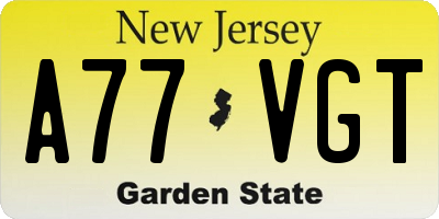 NJ license plate A77VGT