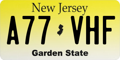 NJ license plate A77VHF