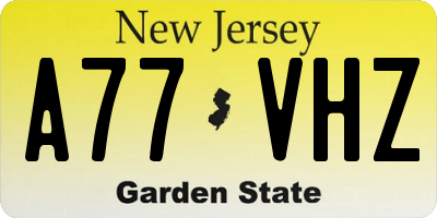 NJ license plate A77VHZ