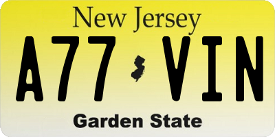 NJ license plate A77VIN