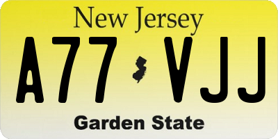 NJ license plate A77VJJ