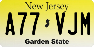 NJ license plate A77VJM