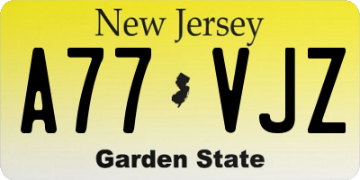 NJ license plate A77VJZ