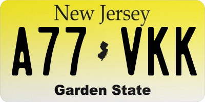 NJ license plate A77VKK